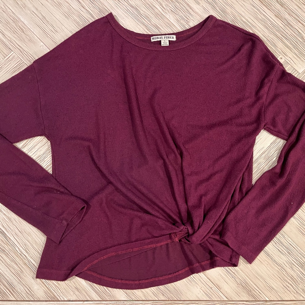 Moral Fiber Maroon Long Sleeve Top